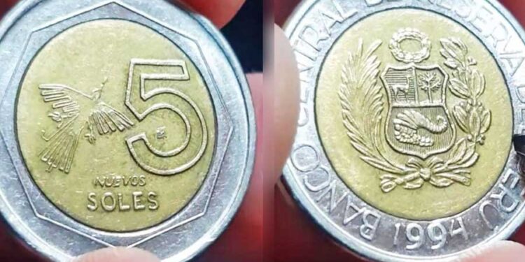 Monedas 5 céntimos peruanos sol peruano