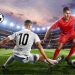 jugadores de fútbol sobre un campo