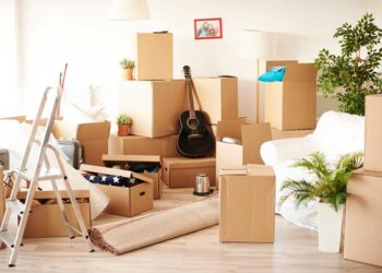 empresa de mudanzas organizando en cajas