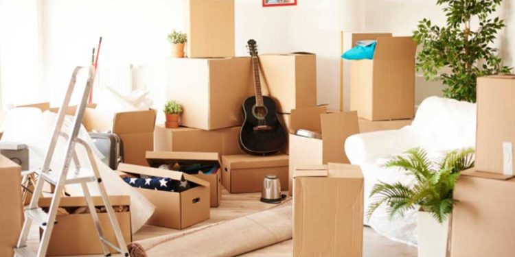 empresa de mudanzas organizando en cajas