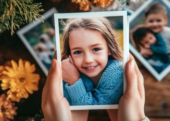 imagen editada con una app móvil foto de una niña sostenida