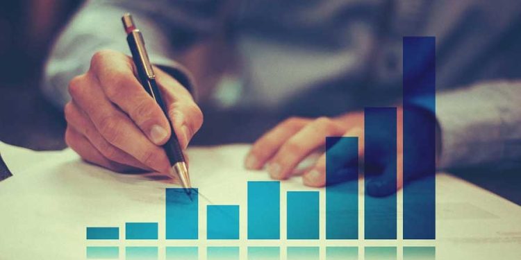 emprendedor diagrama gráfico hombre firmando