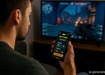 Hombre apostando en esports con Melbet