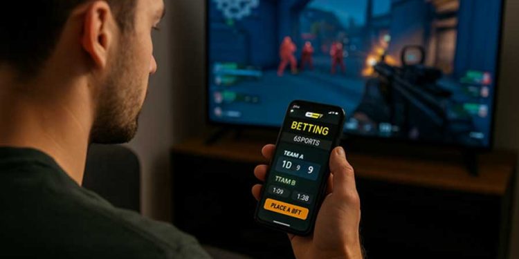 Hombre apostando en esports con Melbet