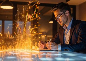 Hombre trabajando en tecnología con inteligencia artificial