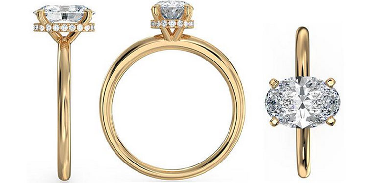 Anillo de compromiso ovalado de Diamonds-USA